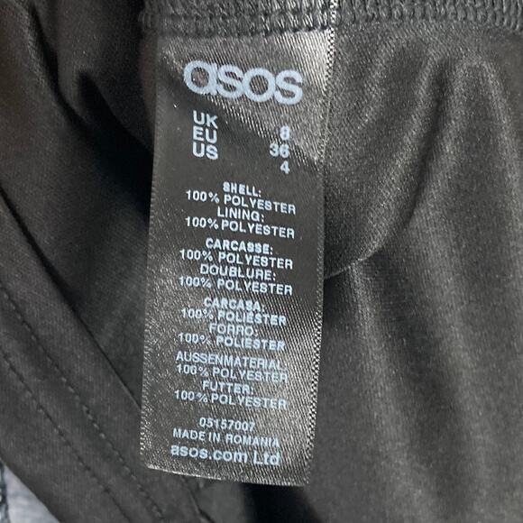 NWOT ASOS Dress 4 Blue Iridescent Sequins Snakeskin High-Neck Shoulder-Pad Zip - Picture 12 of 16